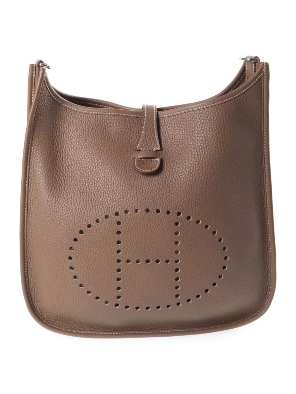 Hermes Evelyne PM Etoupe Taurillon Shoulder Bag Brown Leather Silver